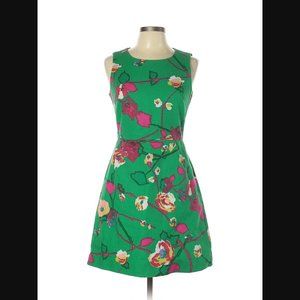 J. Crew Factory Green and Pink Floral Dress